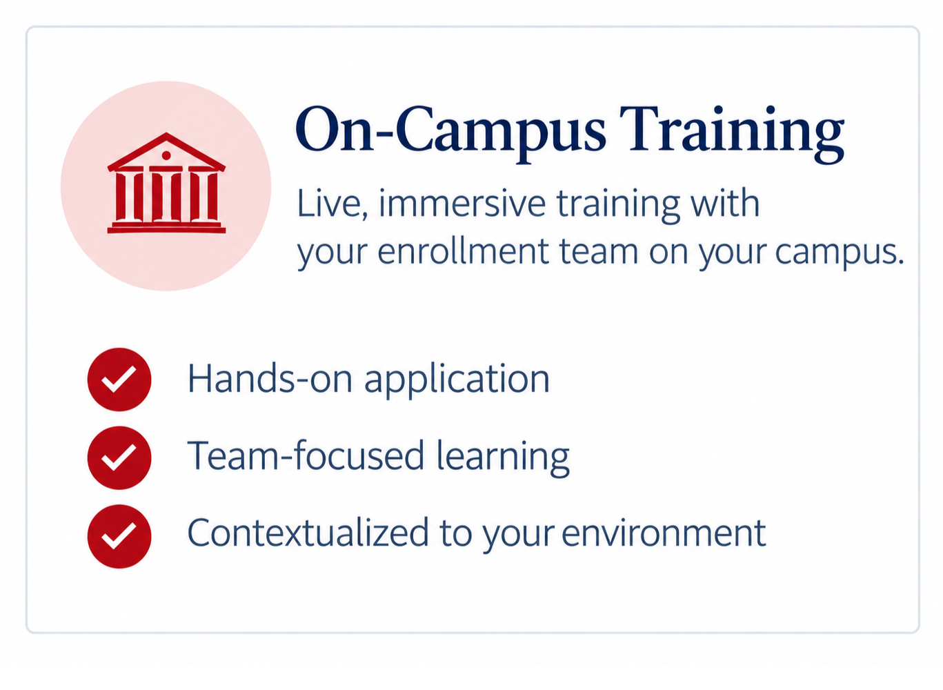 VBI Delivery Method: On-Campus Training VBI Delivery Method: On-Campus Training